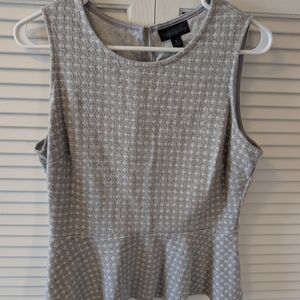 Worthington Light Gray Houndstooth Peplum Top